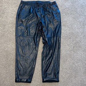 H&M black faux leather jogger